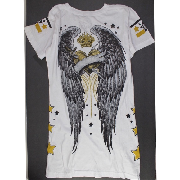 Sinful Affliction NWT Salem Skull with Angel Wings Edgy Top Large - Picture 7 of 10